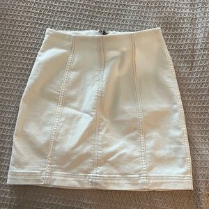 White Stretch Denim Mini Skirt by Free People Size 4